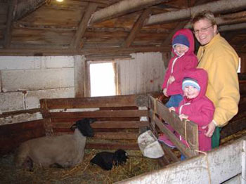 The Krafka sisters in the barn